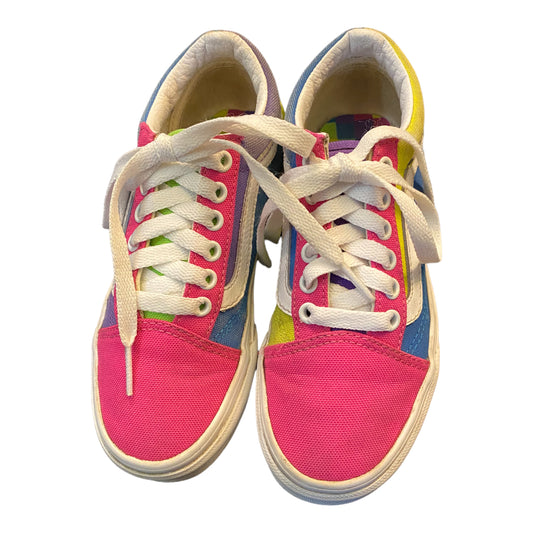 Vans Old Skool Youth Size 12.5 Neon Color-Block Skate Shoe - Pink / Purple / Yellow Pre-Owned