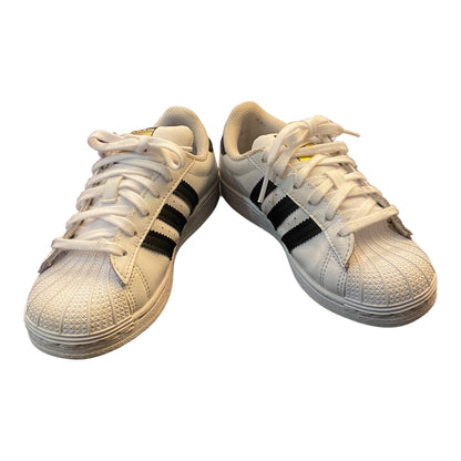 Adidas Superstar Child Size 13 Sneakers Low Top White Black Gold Pre-Owned