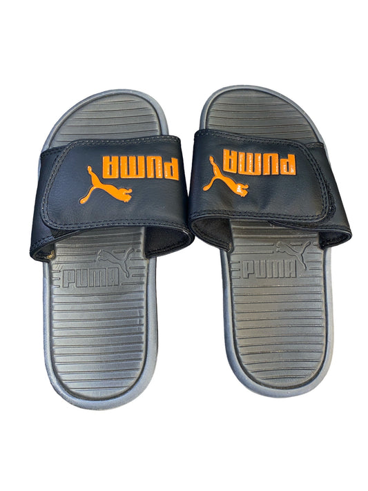 Puma Boys' Orange/Black/Gray Slides Size 3 Pre-Owned