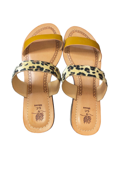G. C. Shoes NANNIE Women's' TAN Leopard Print Slide On Flats Size 10 "NEW"