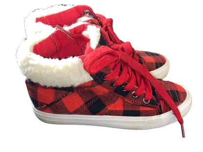 US Sports Girls' Buffalo Plaid Fleece High Top Toddler Size 1 Pre-Owned