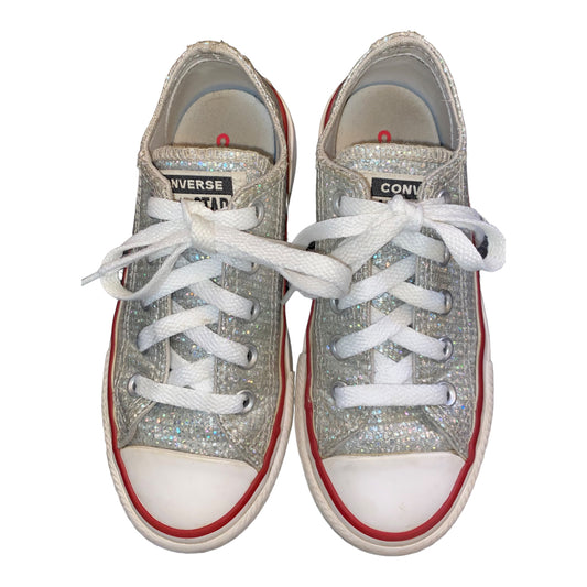 Converse All Star Sparkle Silver Girls Low Top Sneakers Size 11 Pre-Owned