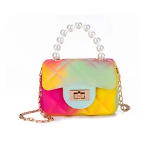 Fashion Rainbow Jelly Mini Crossbody Purse w/Pearl Handle - Variety Sales Etc.